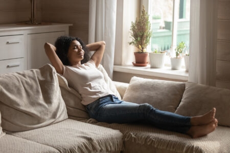 woman relaxing on a couch